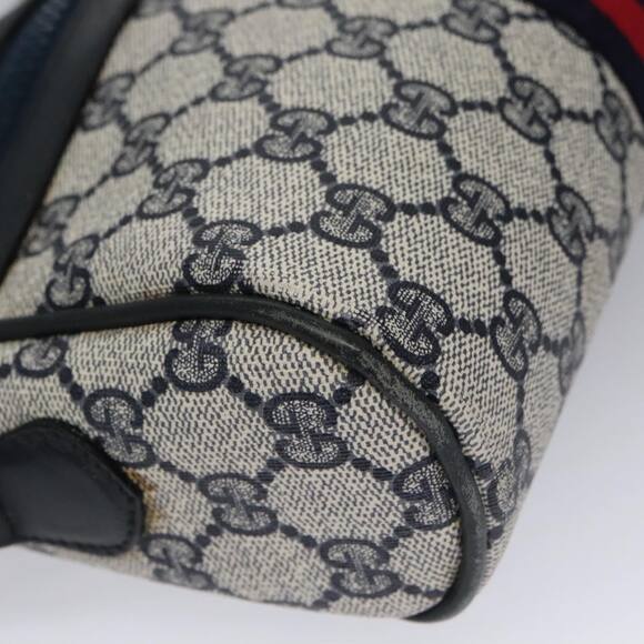 GUCCI GG Supreme Sherry Line Shoulder Bag Pvc Leather Navy Red - Picture 11 of 16